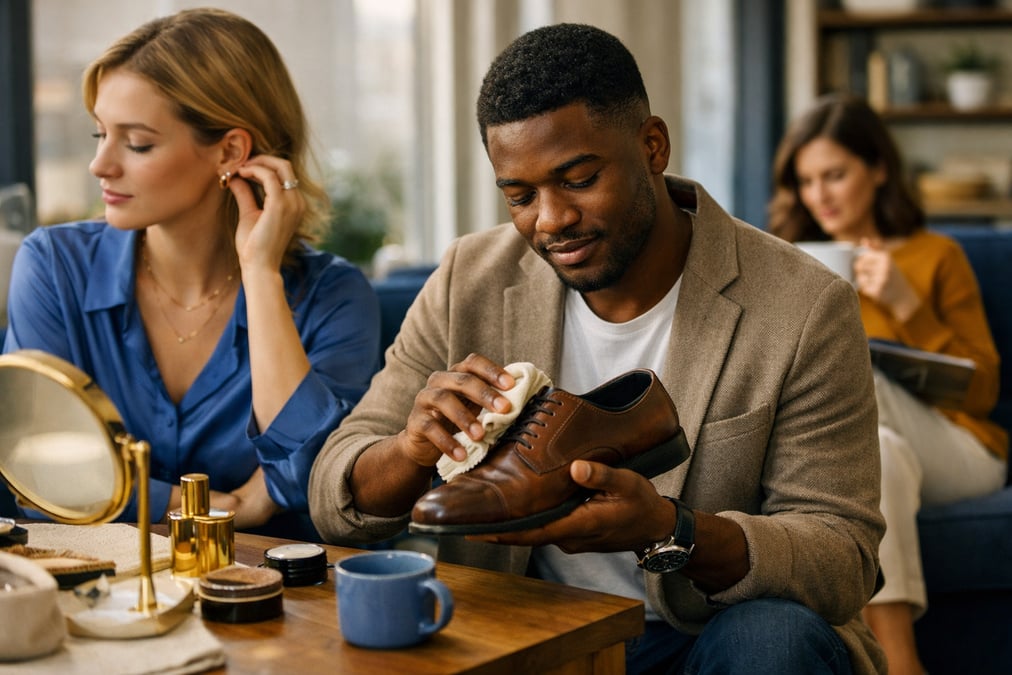 Young professional tracking weekly expenses in a spreadsheet at a cafe while waiting at a doctor's office