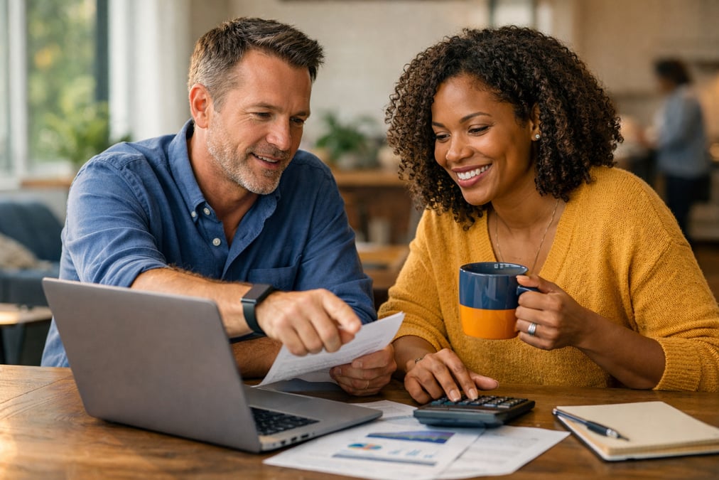 Professional reviewing HSA contribution receipts in a home office