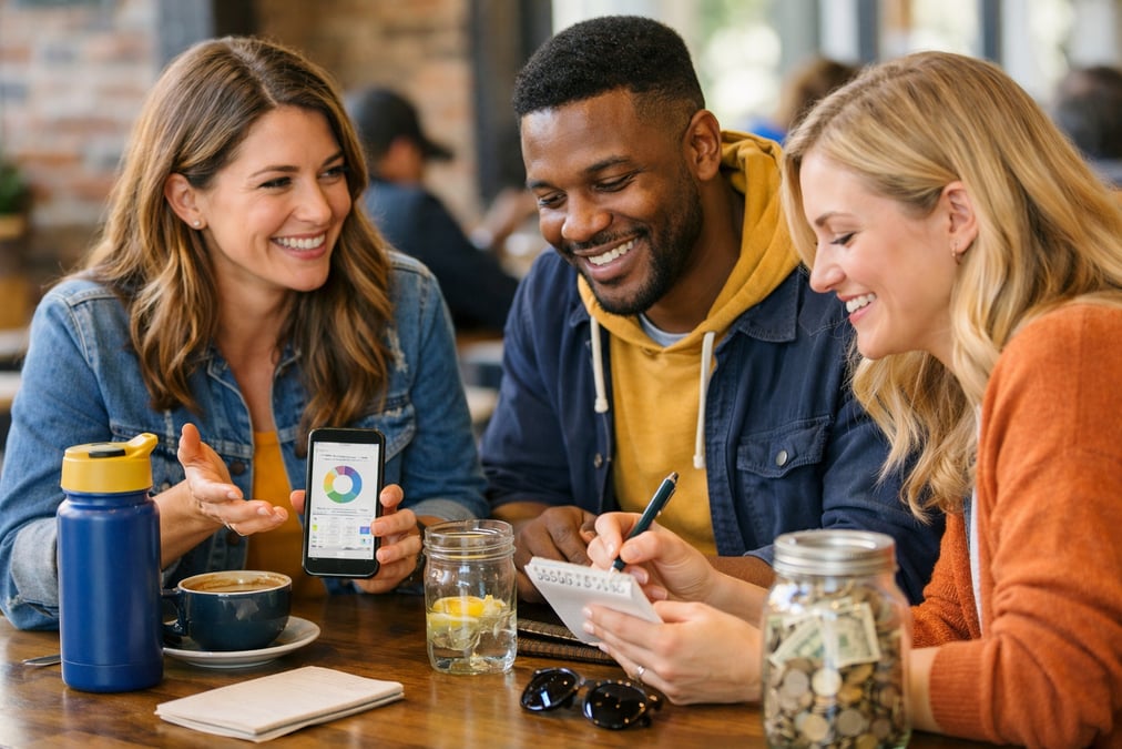 Man sorting cash into labeled envelopes for different expense categories on a quiet Sunday afternoon